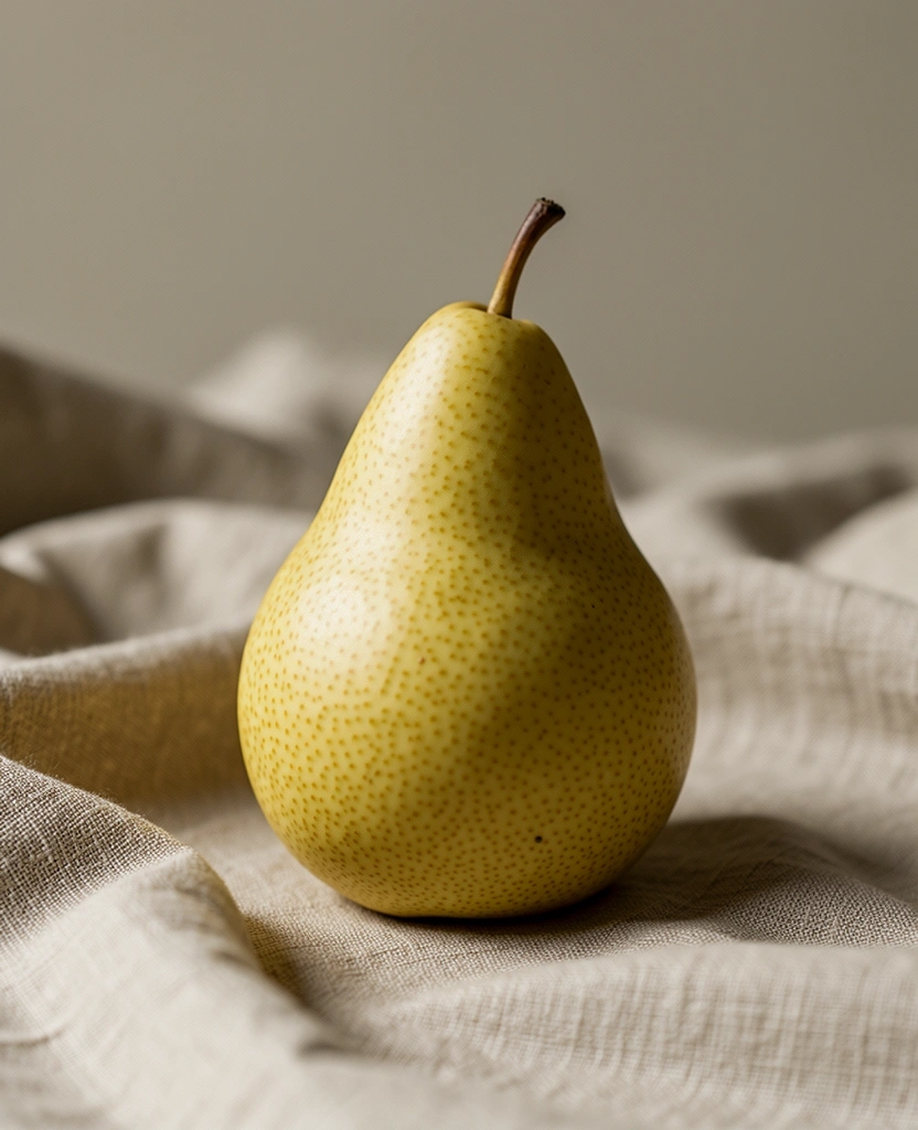 Nature morte d'une poire sur lin